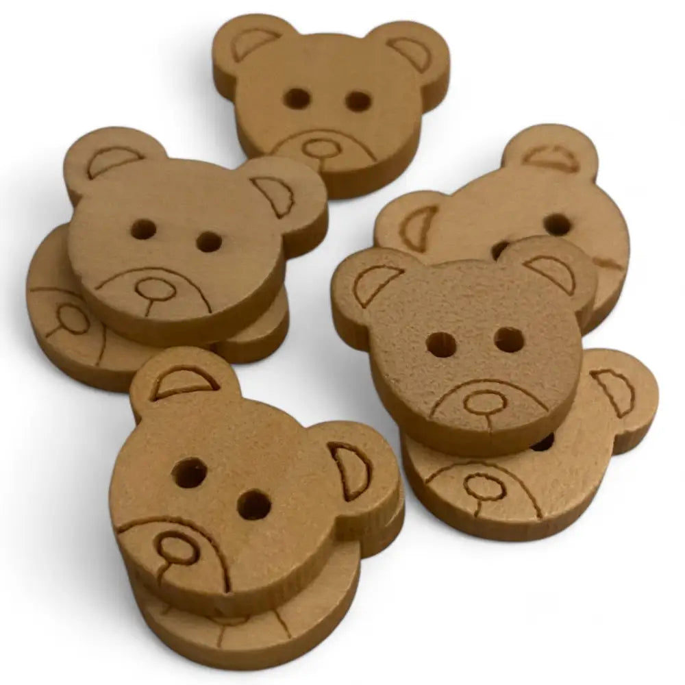 KnitForLess Wooden Teddy Bear Buttons 18mm 2 Hole Natural for Sewing and Knitting Craft