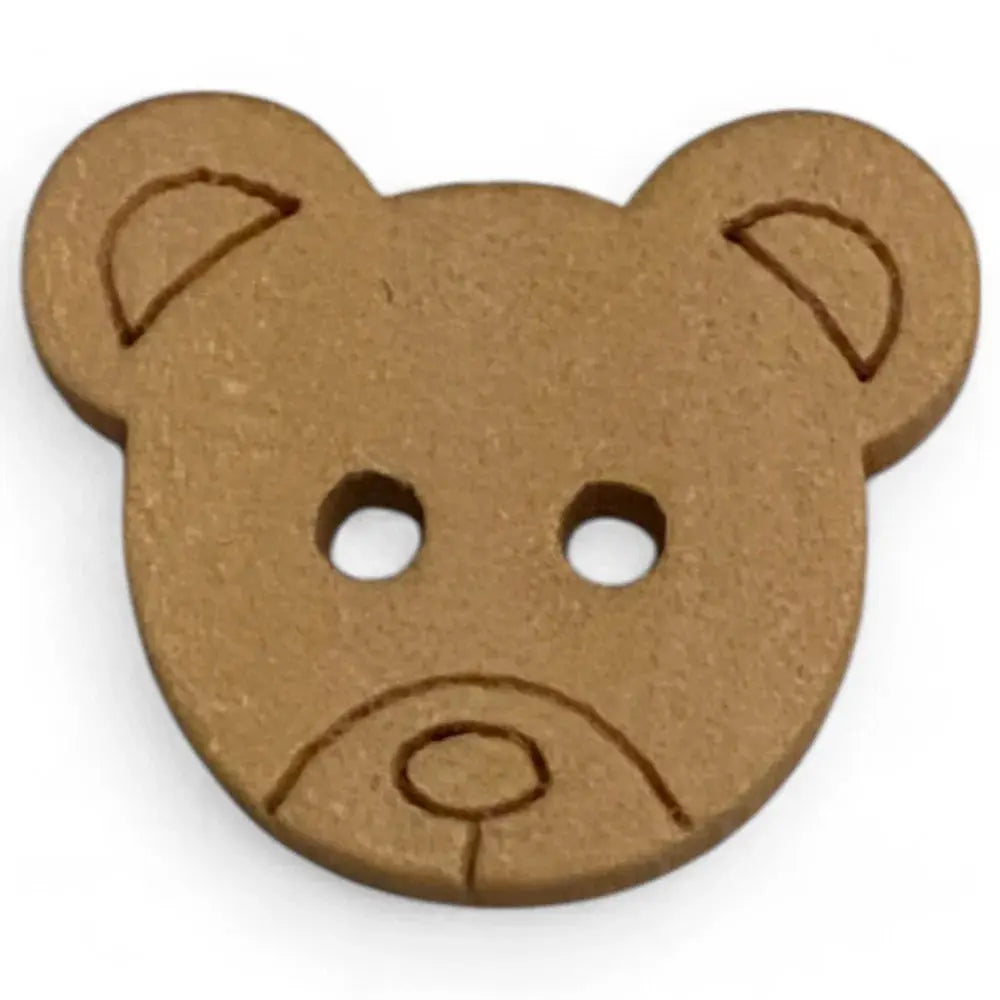 Brown teddy bear button.
