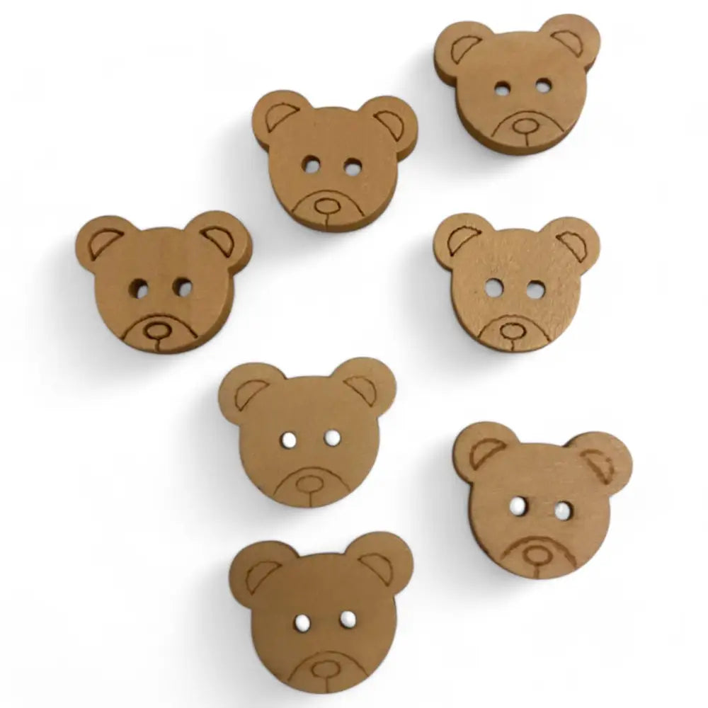KnitForLess Wooden Teddy Bear Buttons 18mm 2 Hole Natural for Sewing and Knitting Craft