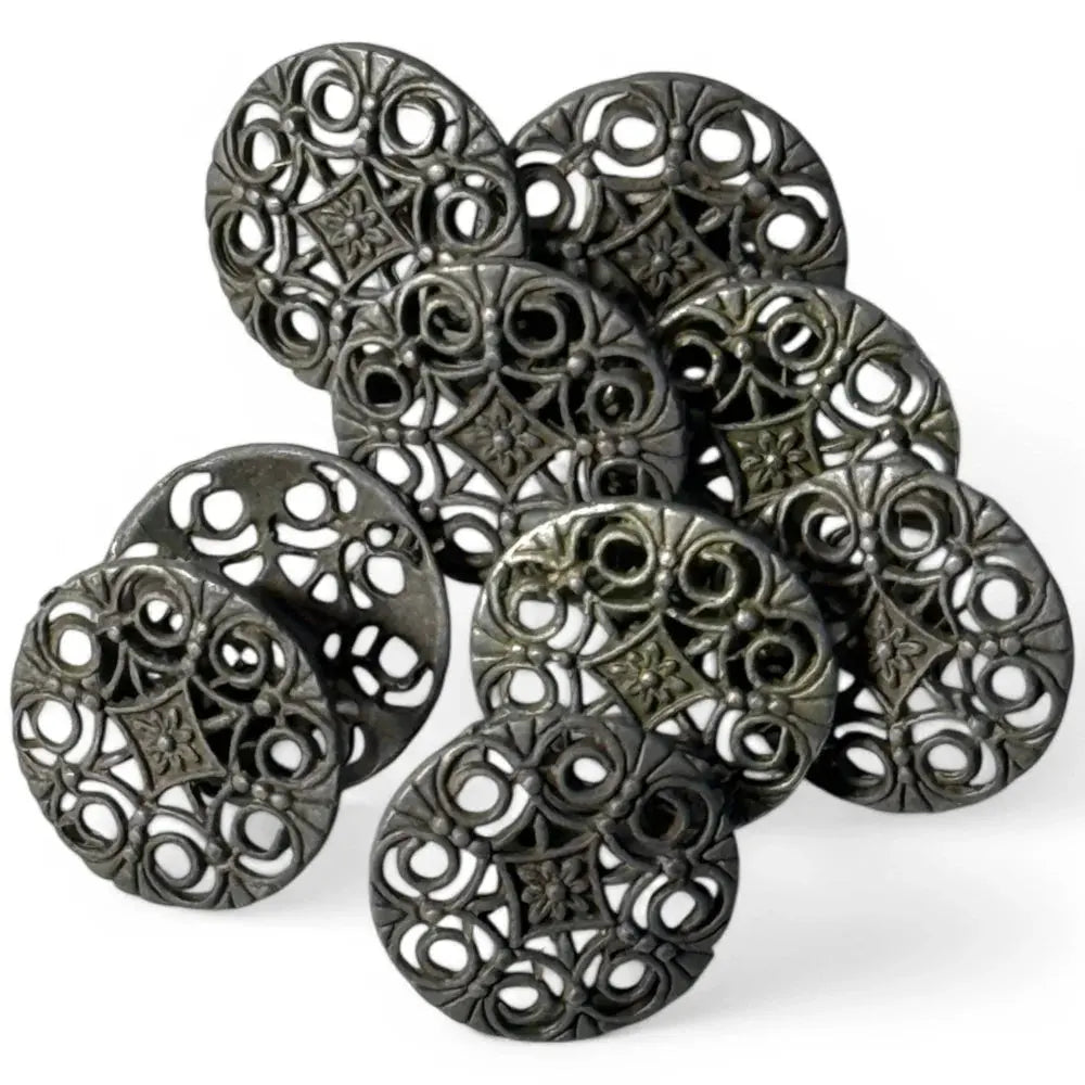 Ornate metal buttons.