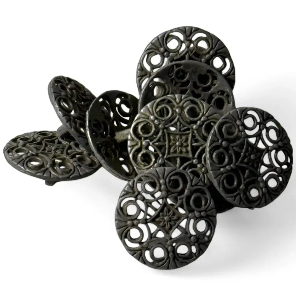 Ornate metal buttons.