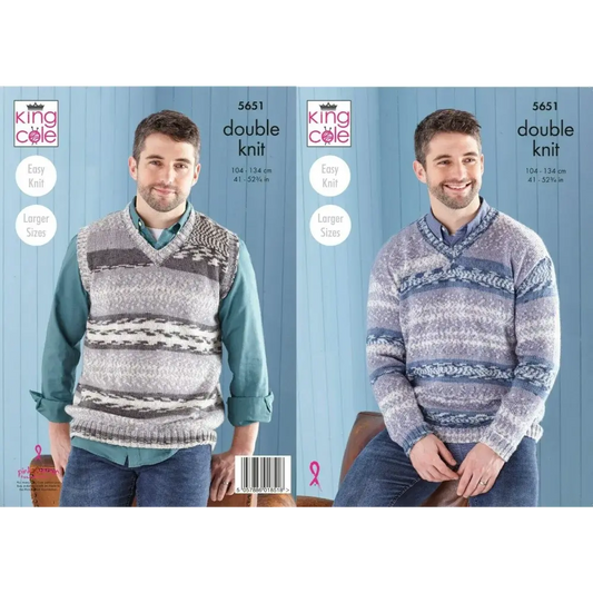 Knitted sweater and vest pattern.