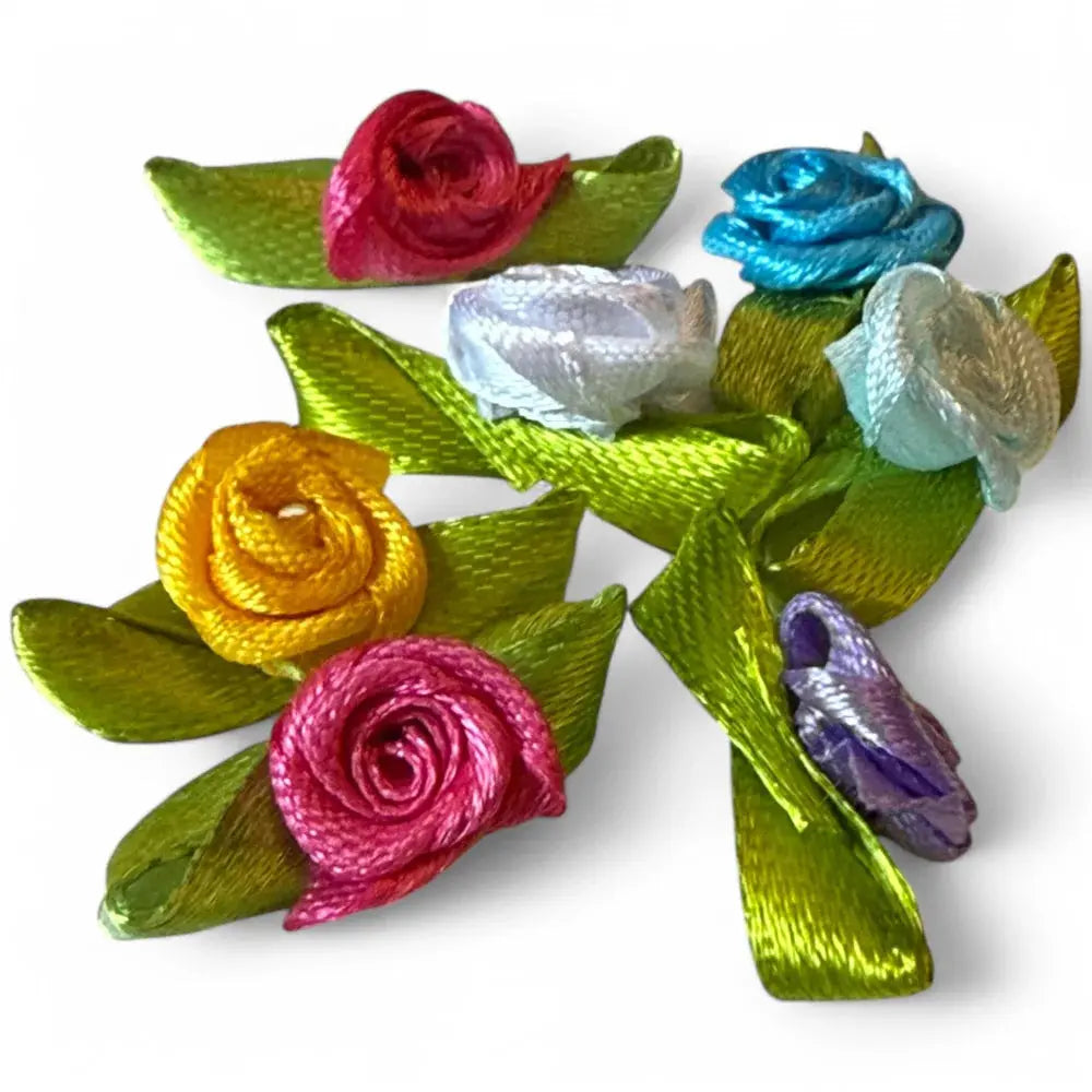 Colorful ribbon rose embellishments.