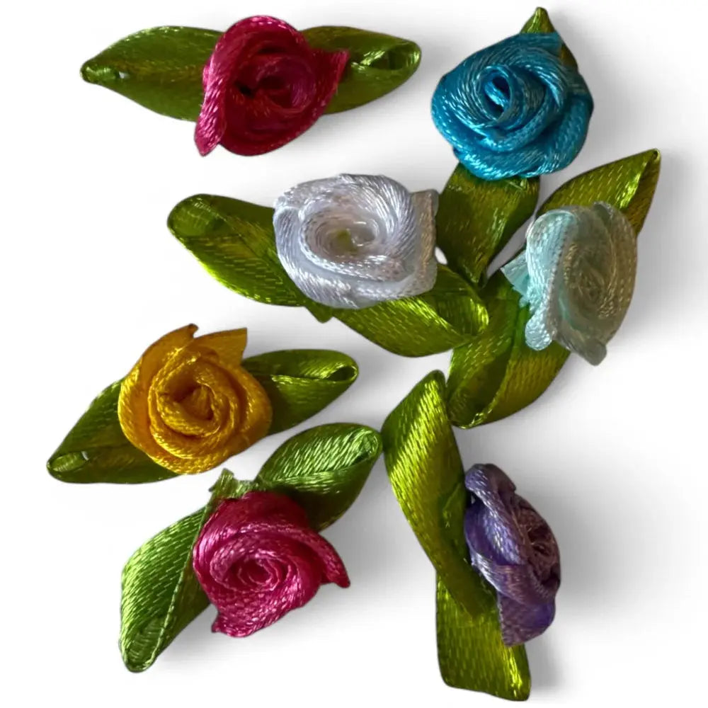 Colorful ribbon rose embellishments.