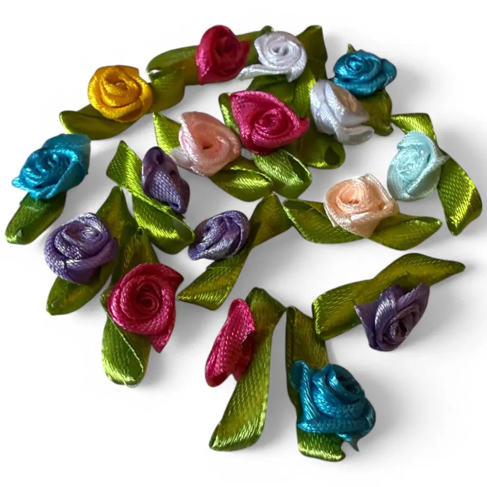 Colorful ribbon rose embellishments.