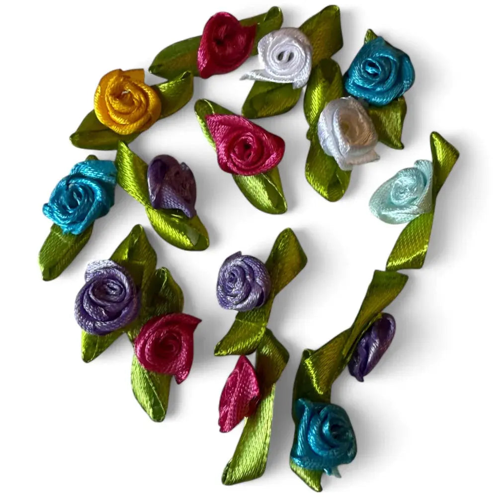 Colorful ribbon rose embellishments.