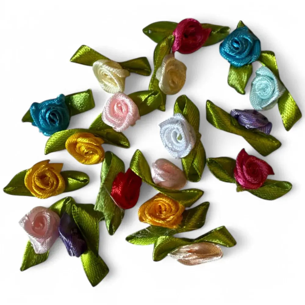 Colorful ribbon rose embellishments.