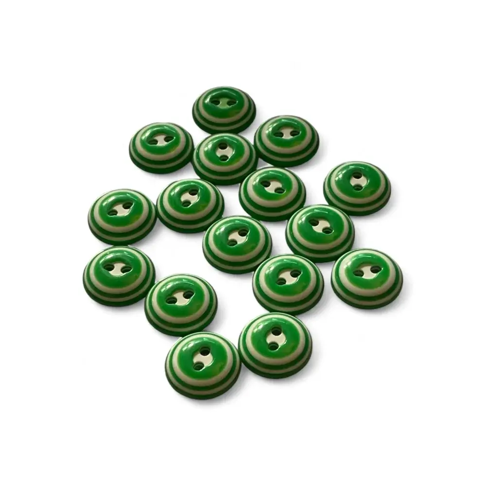 Green and white striped buttons.