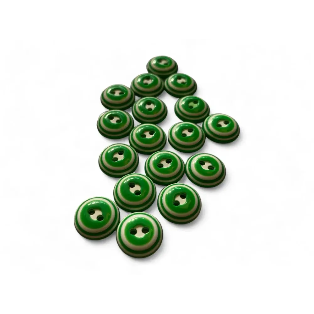 Green and white striped buttons.