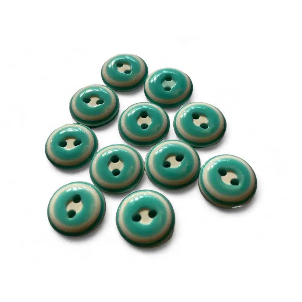 Turquoise and cream striped buttons.