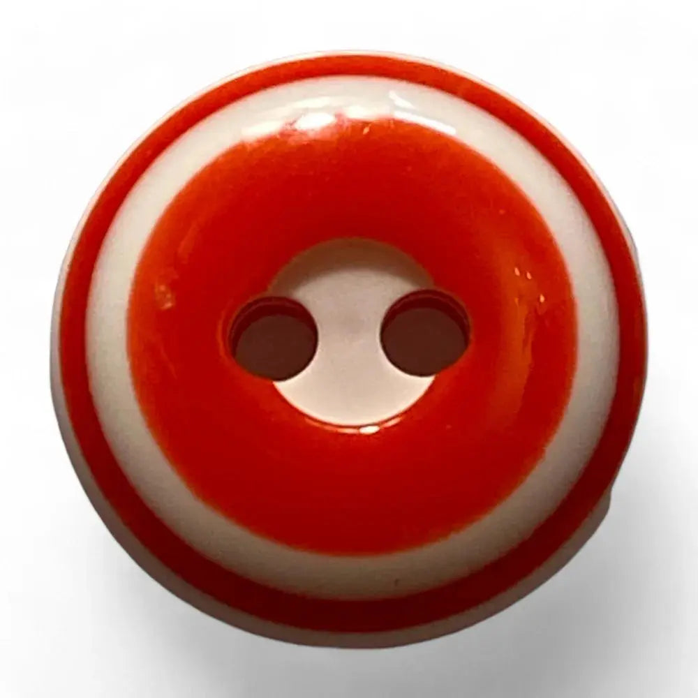 Red and white striped two-hole button.