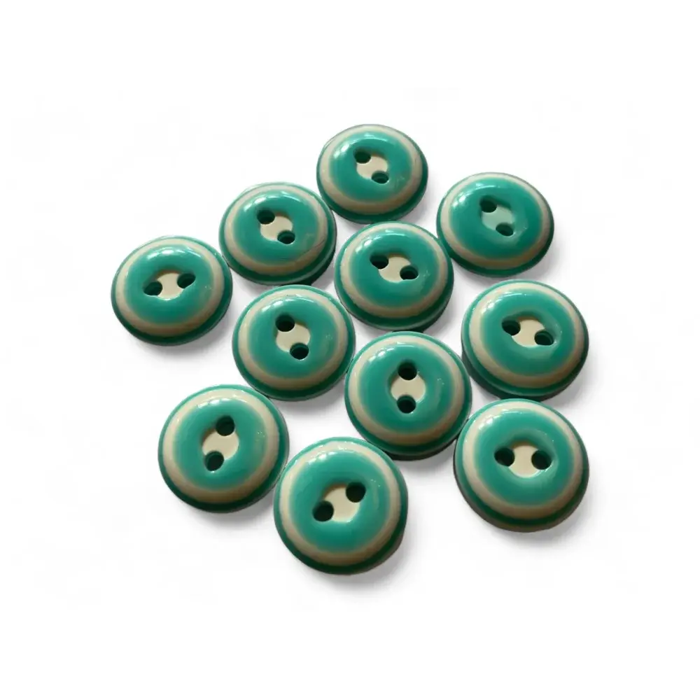 Turquoise and white striped buttons.