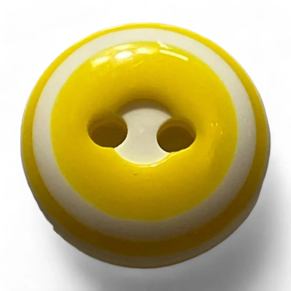Yellow and white striped button.