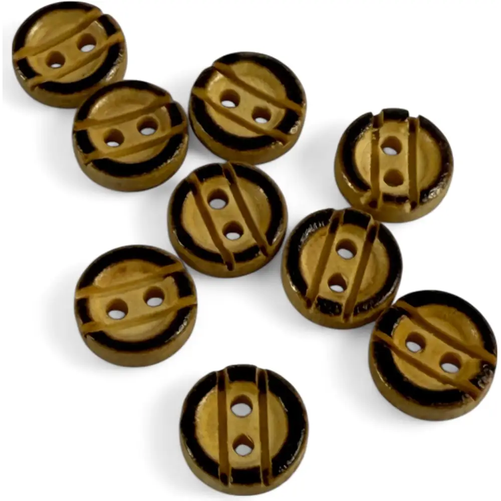 Wooden Buttons with Black Rim 10mm Classic 2 Hole Pack of 10