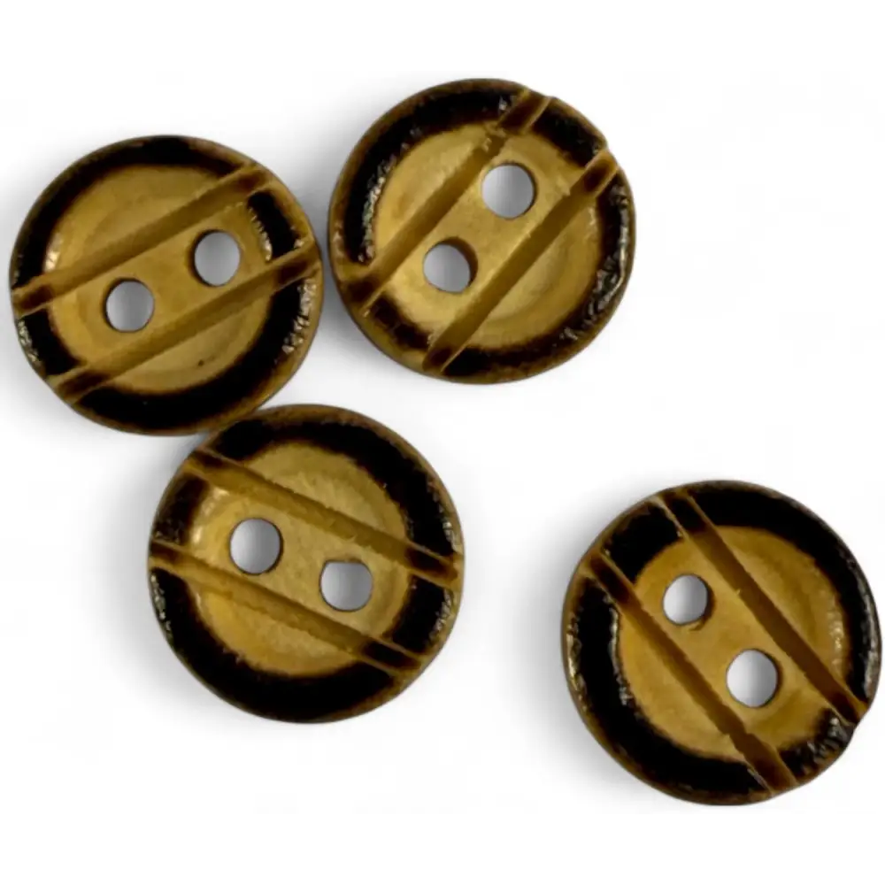 Wooden Buttons with Black Rim 10mm Classic 2 Hole Pack of 10