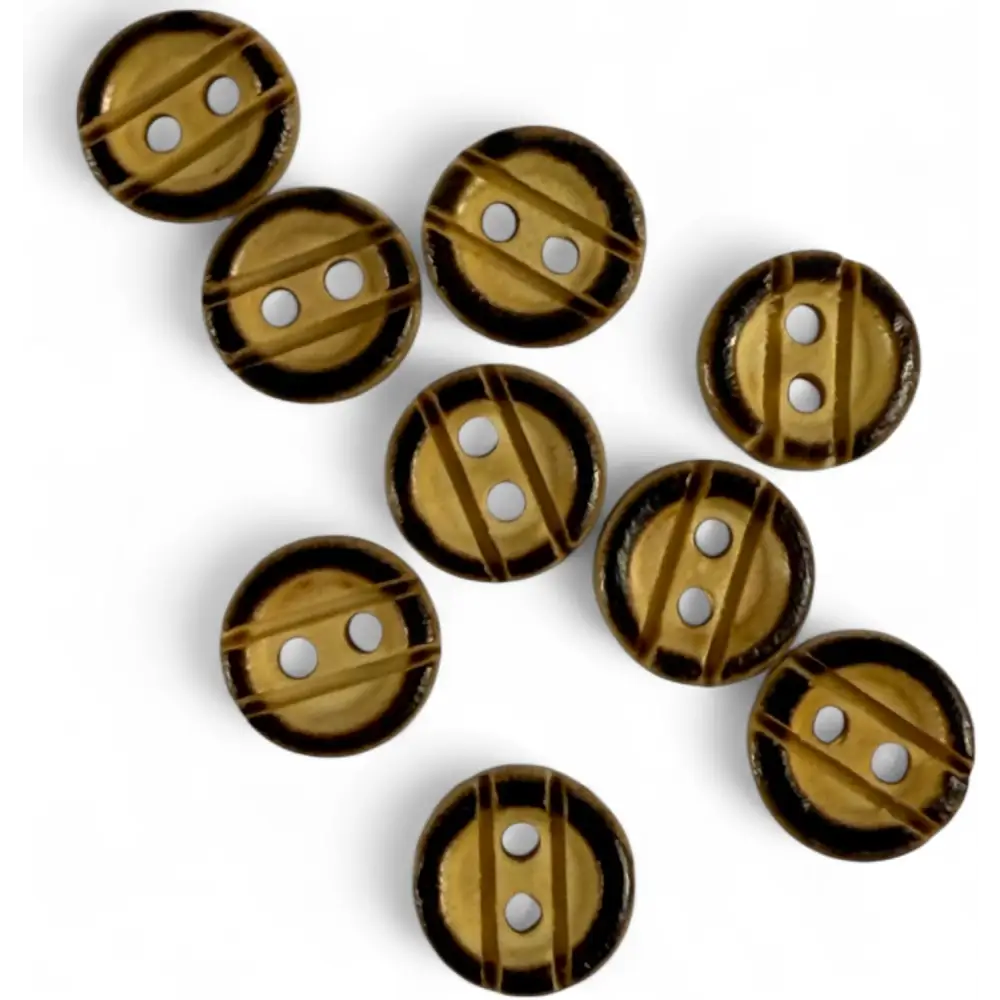 Wooden Buttons with Black Rim 10mm Classic 2 Hole Pack of 10