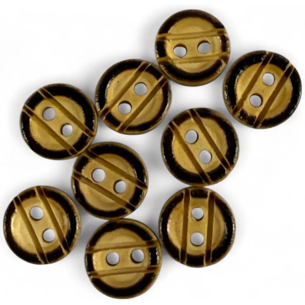 Wooden Buttons with Black Rim 10mm Classic 2 Hole Pack of 10