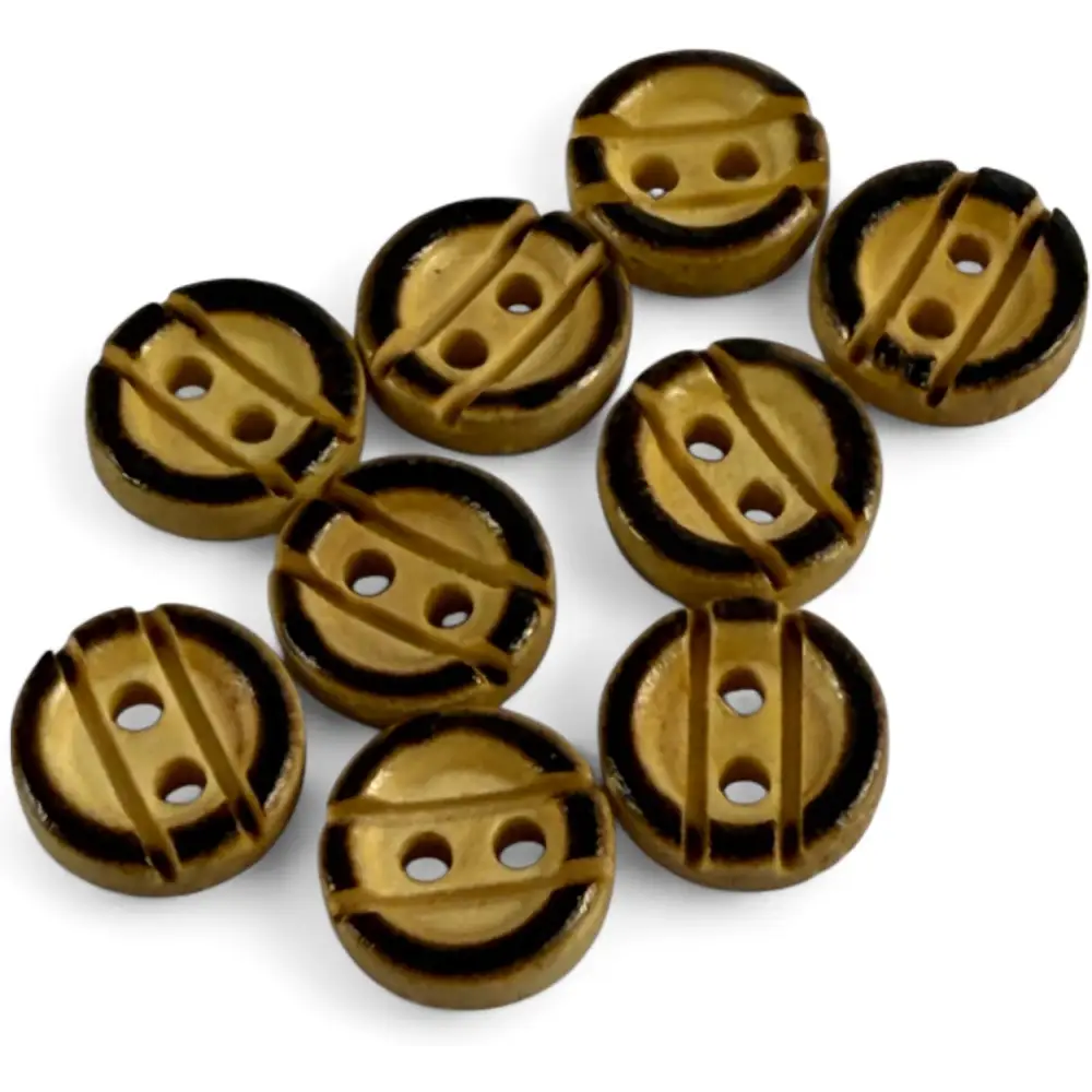 Wooden Buttons with Black Rim 10mm Classic 2 Hole Pack of 10