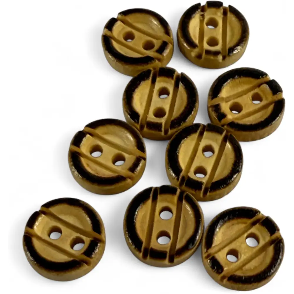Wooden Buttons with Black Rim 10mm Classic 2 Hole Pack of 10