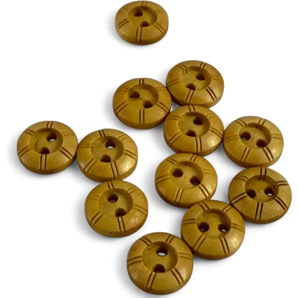 Wooden Buttons with Engraved Pattern 10mm 2-Hole Pack of 10