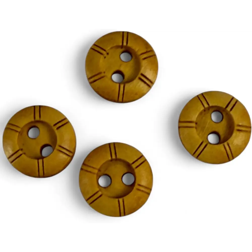 Wooden Buttons with Engraved Pattern 10mm 2-Hole Pack of 10