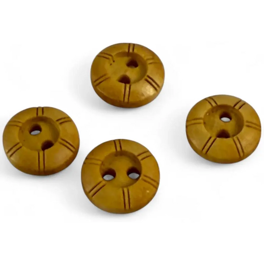 Four brown, two-hole buttons.