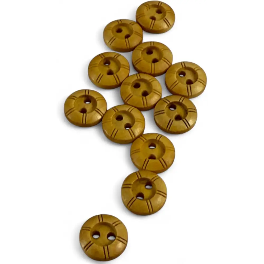 Wooden Buttons with Engraved Pattern 10mm 2-Hole Pack of 10