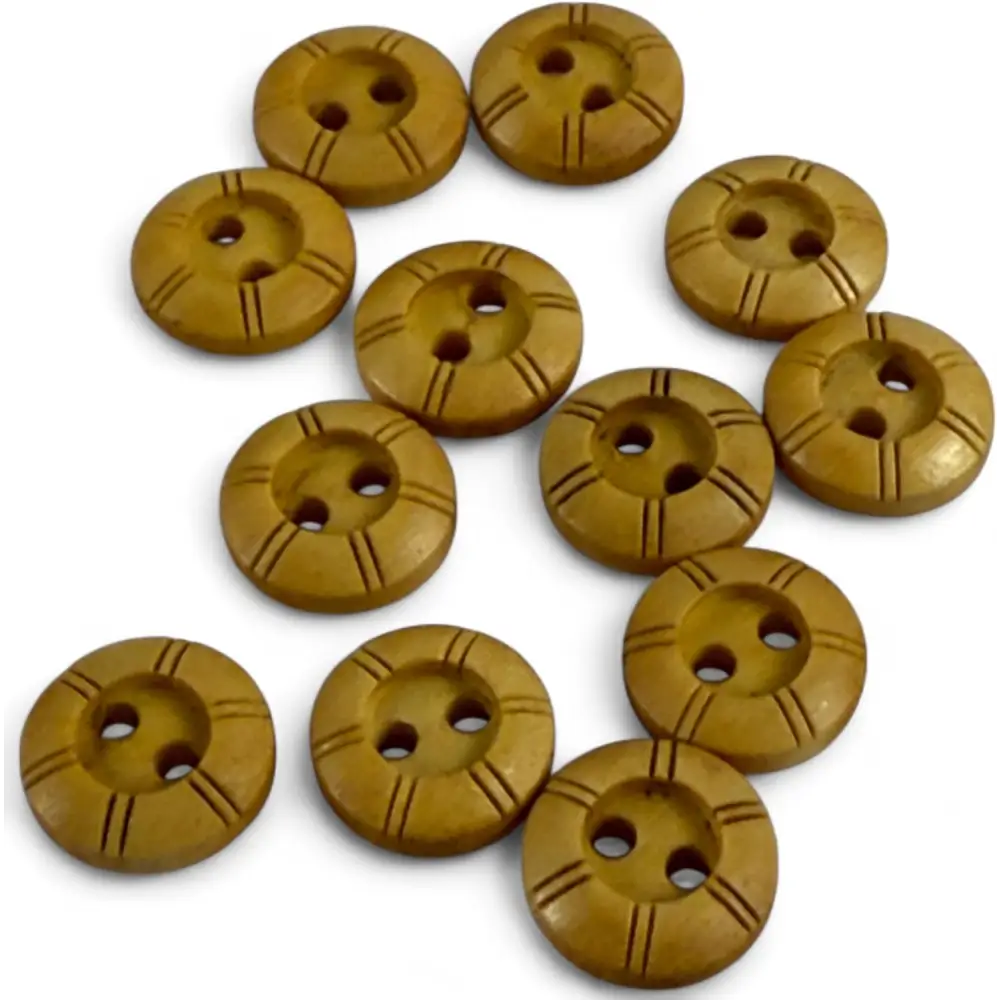 Wooden Buttons with Engraved Pattern 10mm 2-Hole Pack of 10
