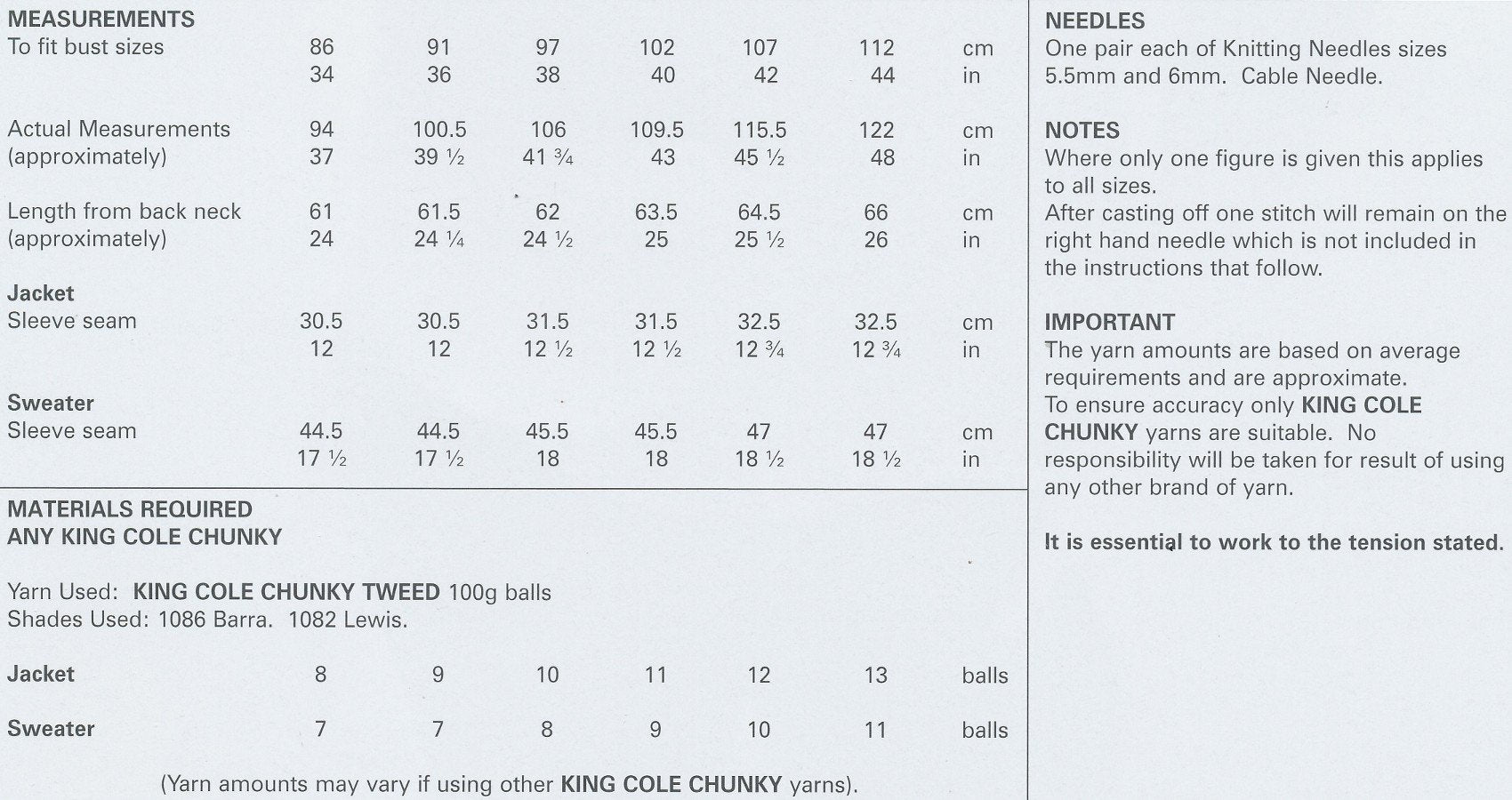 King Cole Ladies Knitting Pattern Womens Jacket & Sweater Cable Tweed Chunky (4422)