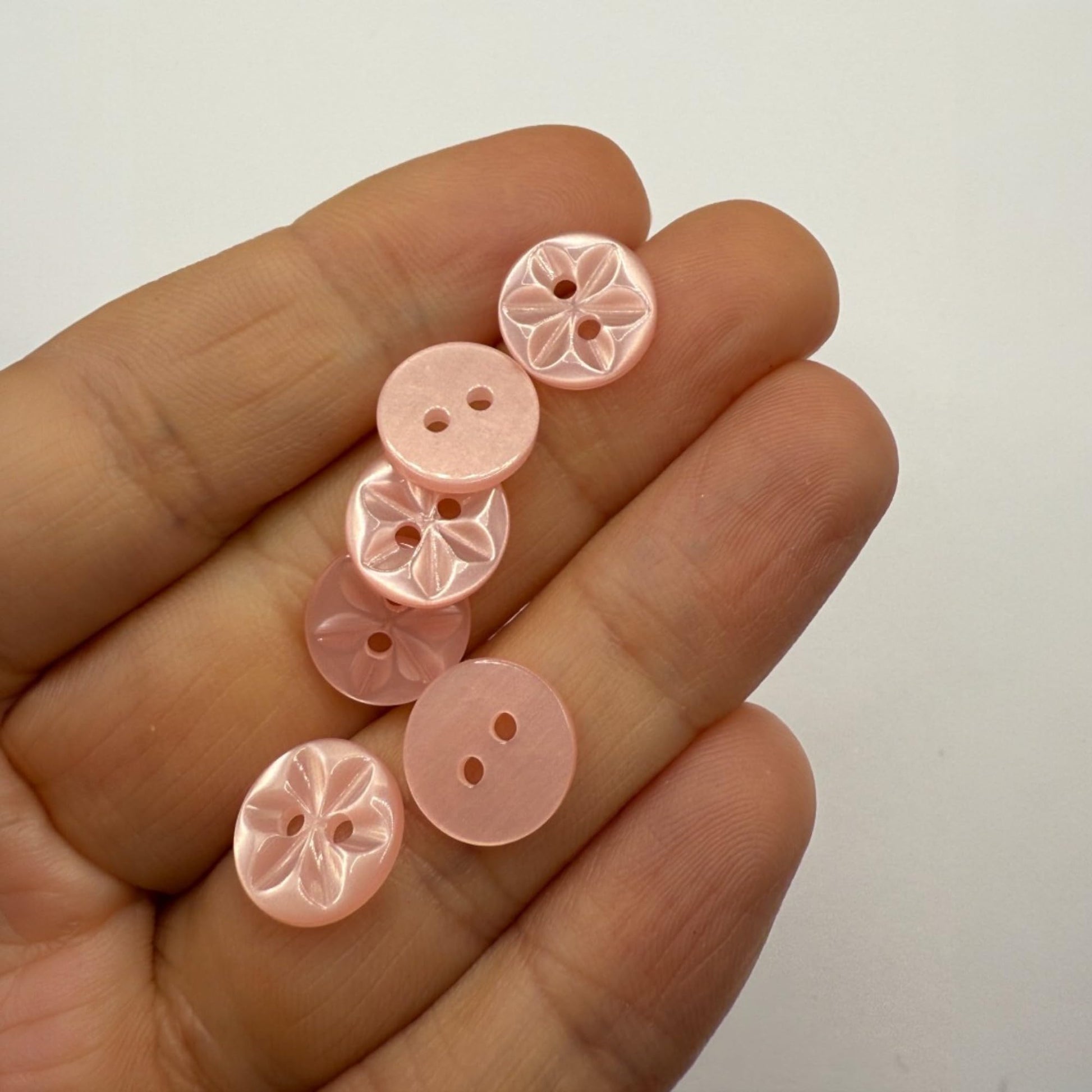 KnitForLess 11mm Baby Pink Star Flower Buttons 12 Pack Polyester Sewing & Craft
