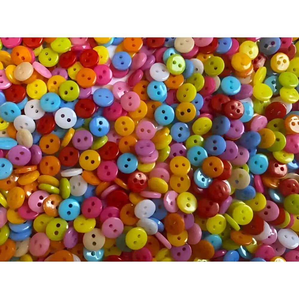 100Pcs Assorted 7mm Tiny Buttons Resin Round Mixed Colours for Baby Dolls Knitting Sewing and Crafts - Rainbow Cardigans