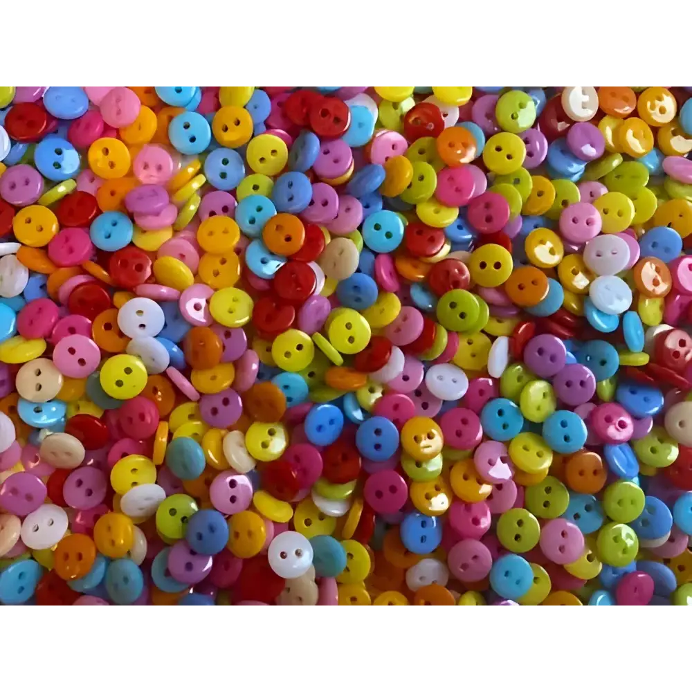 100Pcs Assorted 7mm Tiny Buttons Resin Round Mixed Colours for Baby Dolls Knitting Sewing and Crafts - Rainbow Cardigans