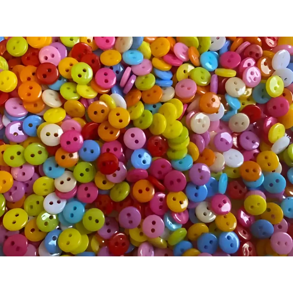 100Pcs Assorted 7mm Tiny Buttons Resin Round Mixed Colours for Baby Dolls Knitting Sewing and Crafts - Rainbow Cardigans