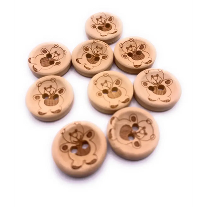 Wooden teddy bear buttons.