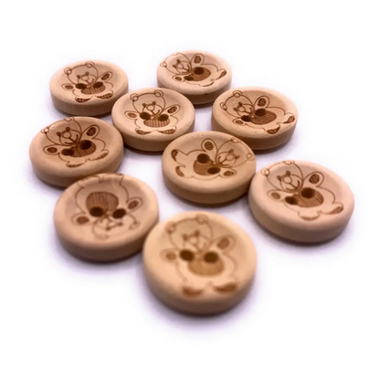 10Pcs 15mm Natural Wooden Buttons for Baby Cardigans and Crafting - Small Hole Sewing Knitting Teddy Bear Crafts