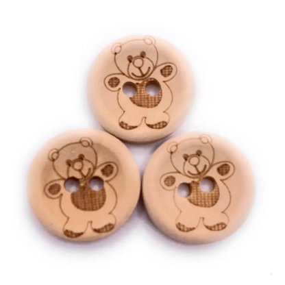 10Pcs 15mm Natural Wooden Buttons for Baby Cardigans and Crafting - Small Hole Sewing Knitting Teddy Bear Crafts