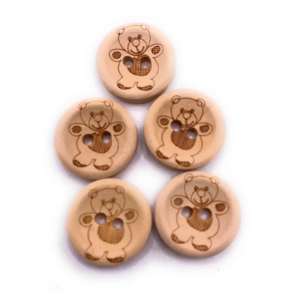 10Pcs 15mm Natural Wooden Buttons for Baby Cardigans and Crafting - Small Hole Sewing Knitting Teddy Bear Crafts