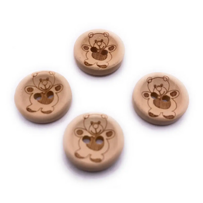 10Pcs 15mm Natural Wooden Buttons for Baby Cardigans and Crafting - Small Hole Sewing Knitting Teddy Bear Crafts