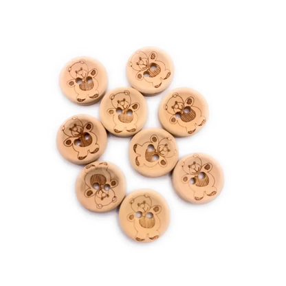 Wooden teddy bear buttons.