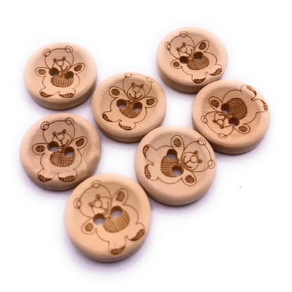 10Pcs 15mm Natural Wooden Buttons for Baby Cardigans and Crafting - Small Hole Sewing Knitting Teddy Bear Crafts
