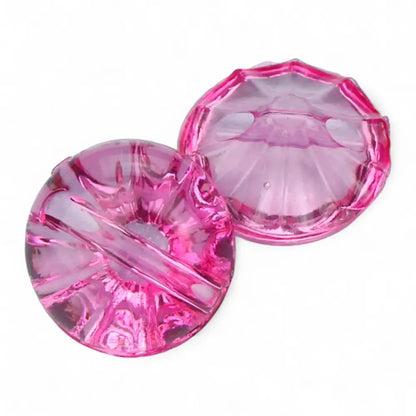 12mm Acrylic Crystal Transparent Shank Buttons 9 Colours for Cardigans Knitting Pack of 10 - Bright Pink