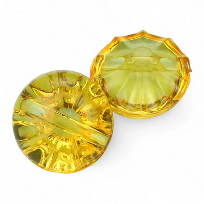 12mm Acrylic Crystal Transparent Shank Buttons 9 Colours for Cardigans Knitting Pack of 10 - Yellow