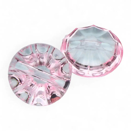 12mm Acrylic Crystal Transparent Shank Buttons 9 Colours for Cardigans Knitting Pack of 10 - Baby Pink