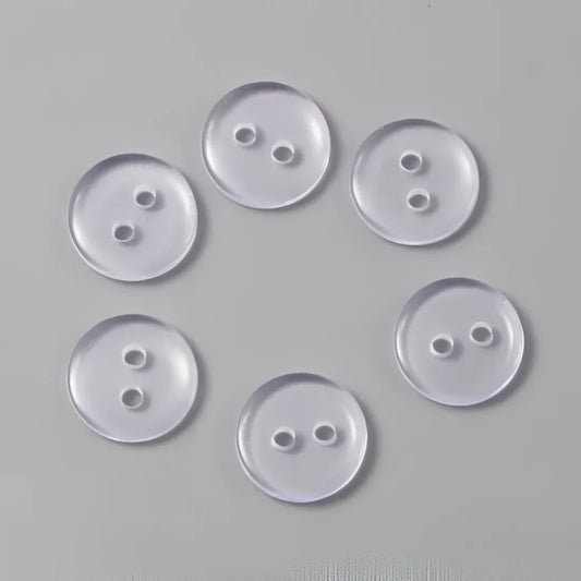 KnitForLess 11mm Buttons Clear Transparent Sewing 2 Holes Pack of 10