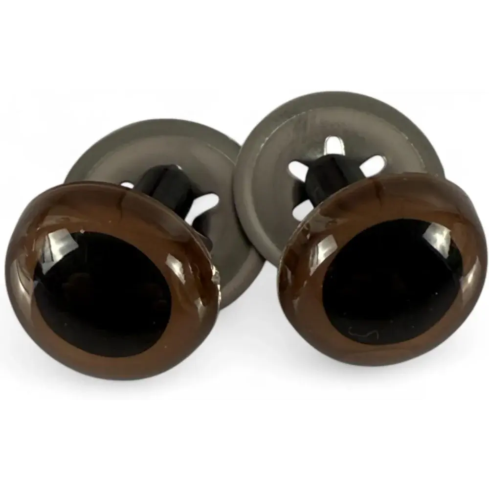 Brown plastic safety eyes with washers.