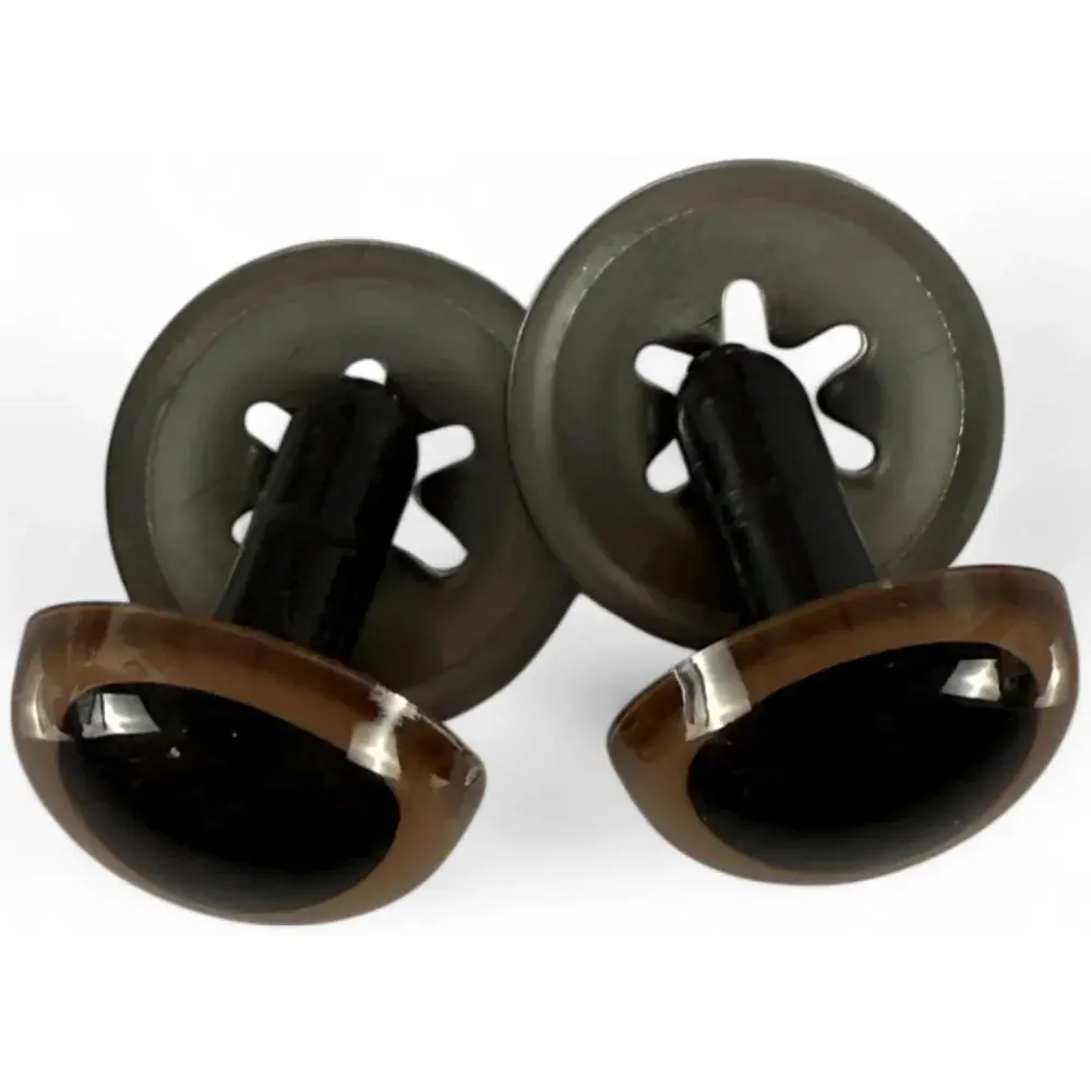Brown-rimmed safety eyes with washers.
