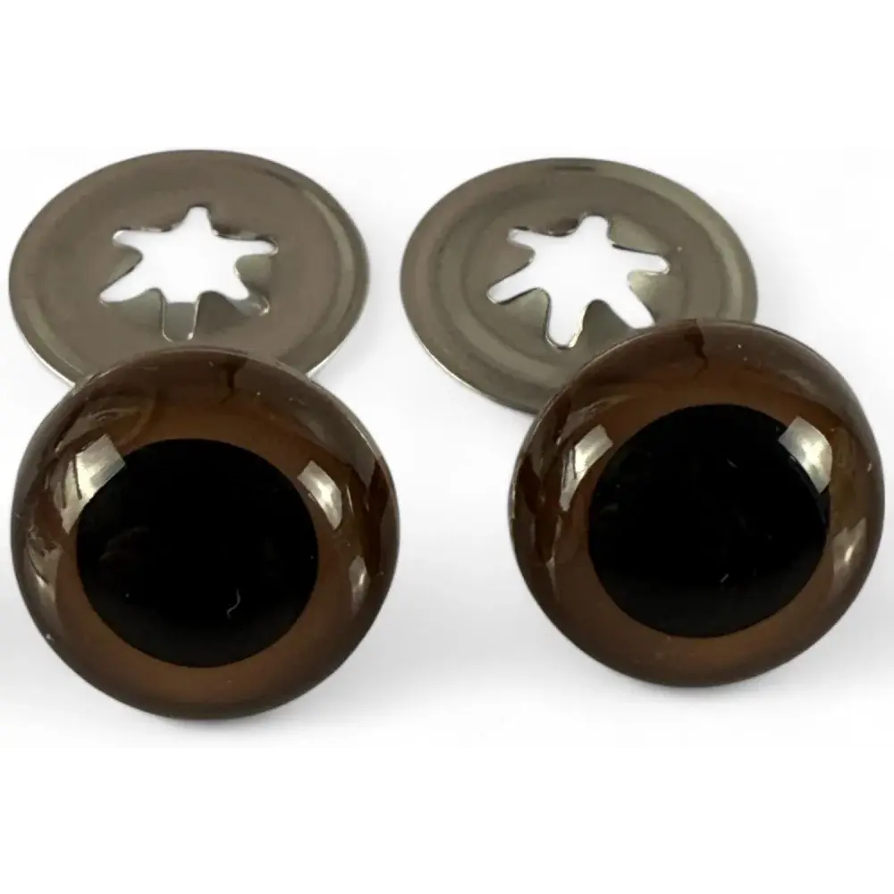 Brown safety eyes with washers.