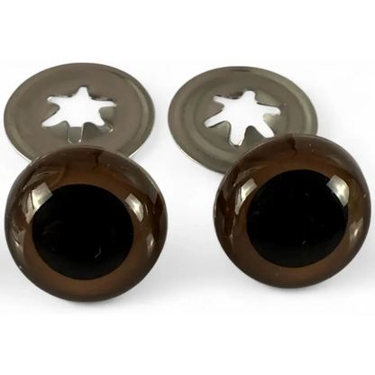 Brown safety eyes with washers.