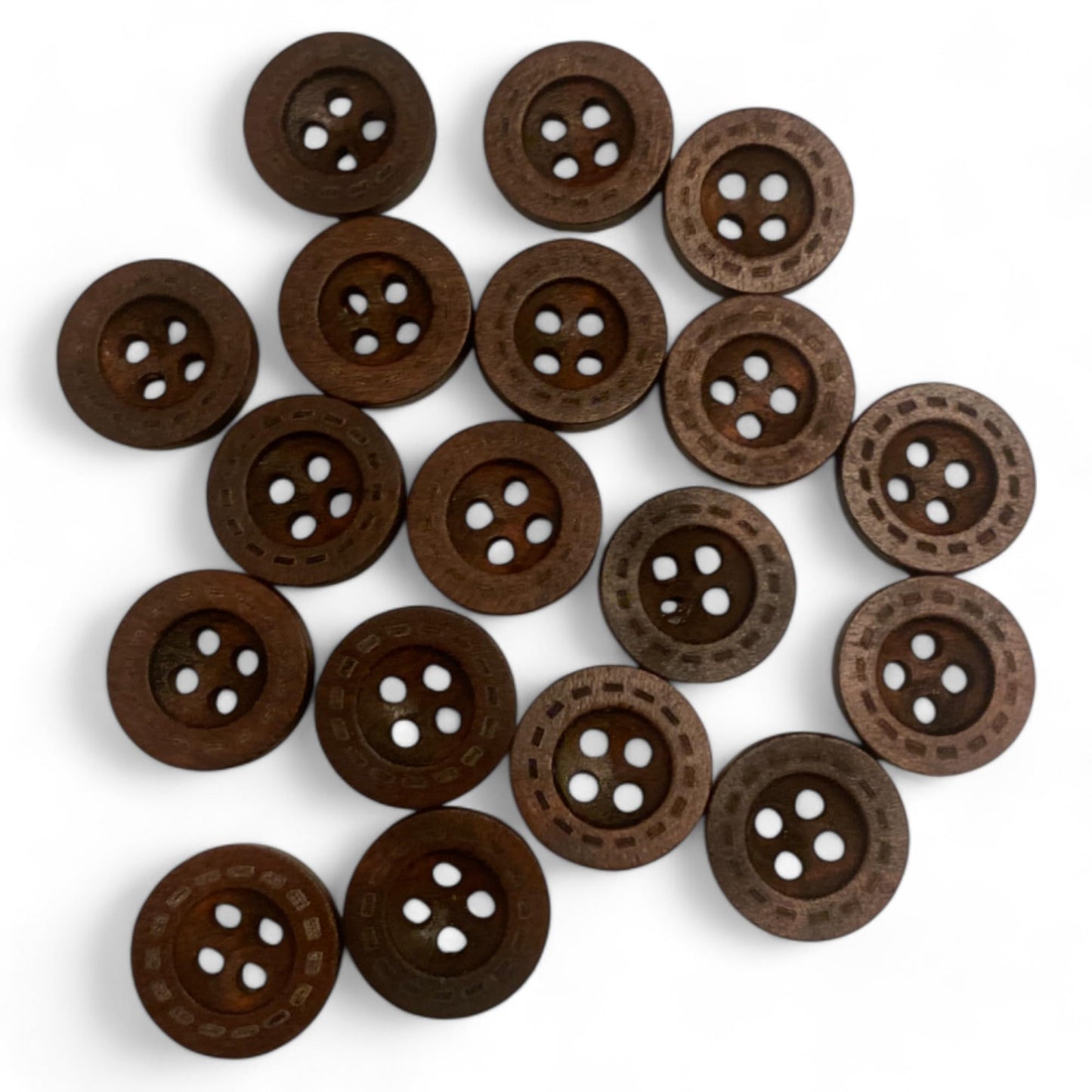 KnitForLess 13mm Brown Wooden Sewing Buttons Baby Size 4 Hole Cardigan Clothing 10