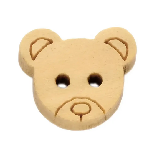 20x wooden buttons bear shape 13 x 11 mm